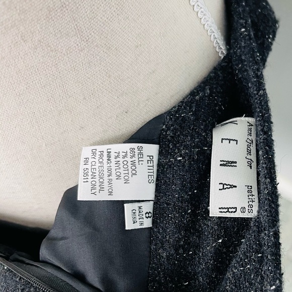 Vintage Ann Tjian For Kenar Petite Tweed Charcoal Mini Skirt Blazer Suit SET - Picture 11 of 13